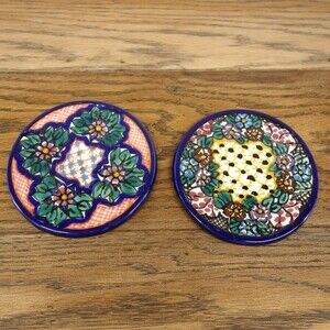 Handmade Set Of 2 Clay Coasters